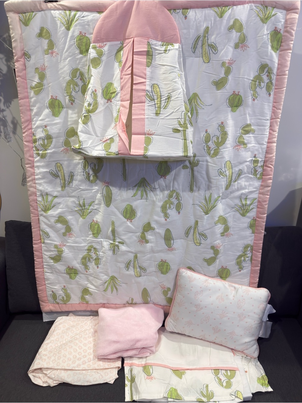 Southwestern baby Pink Cactus Nursery Crib bedding new see details